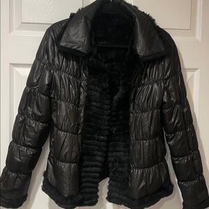 Women's Reversible Black Faux Fur Jacket Size S/M